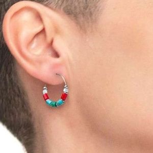 1. Orecchino singolo rondelle multicolori grigio acciaio