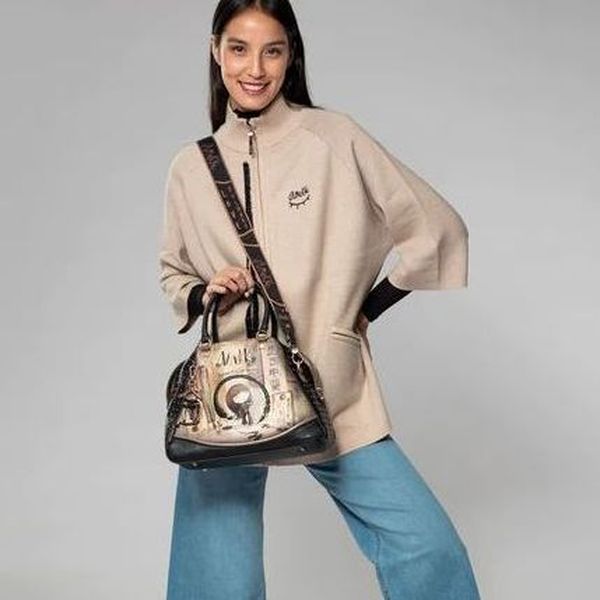 Borsa Tote Anekke Shōen Nera - Borsa Donna Con Zip E Design Giapponese - Foto 5