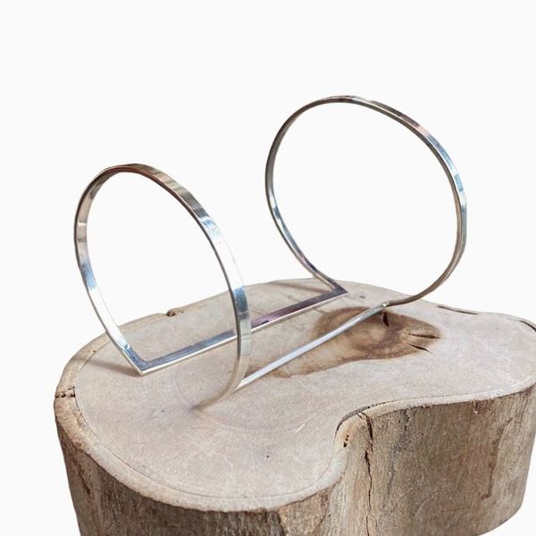1. Double rigid bracelet silver grey BRASS Workshop bar56