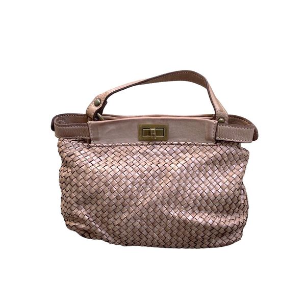 1. Woven handbag beige BRASS Workshop b85459
