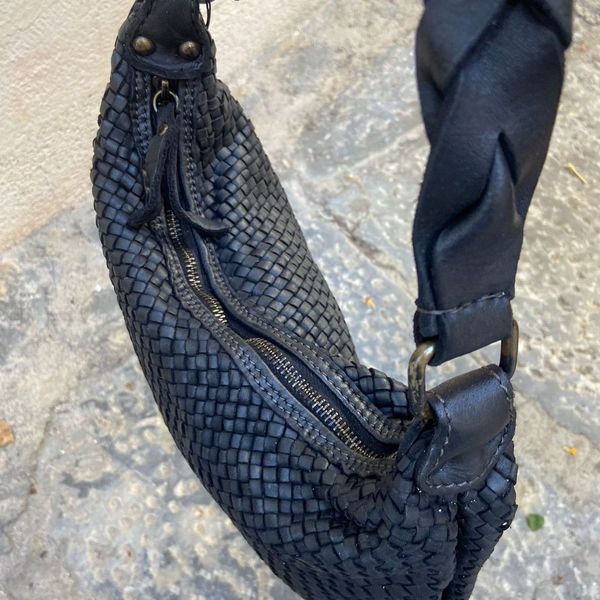 4. Rectangular woven shoulder bag black BRASS Workshop b87458