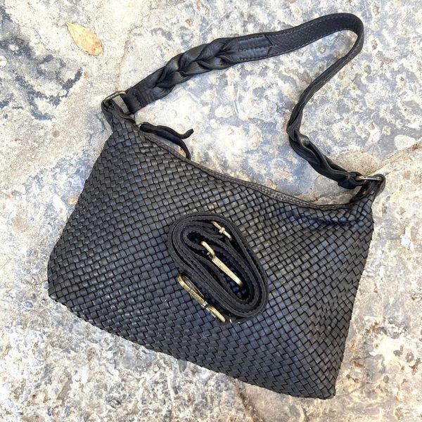 3. Rectangular woven shoulder bag black BRASS Workshop b87458
