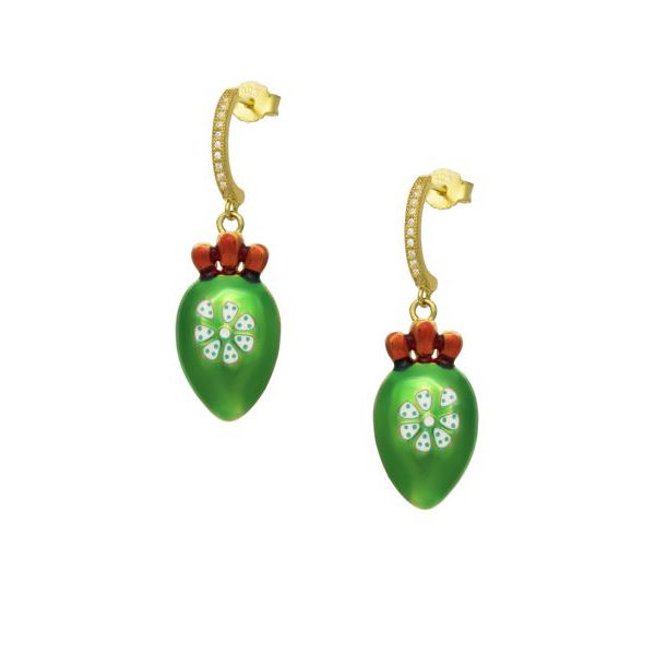 PRICKLY PEAR GOLD EARRINGS Green M'AMI Sicily Jewels