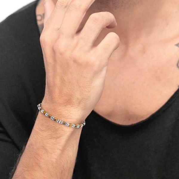 FOLKI Bracciale Da Uomo In Vera Pelle Nero E Marrone - Chiusura Magnetica In Acciaio Inox - Braccialetti - Foto 4