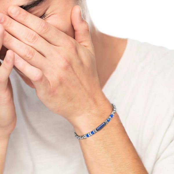 Marlù bracciale uomo in caucciù tondo bianco 1644wML