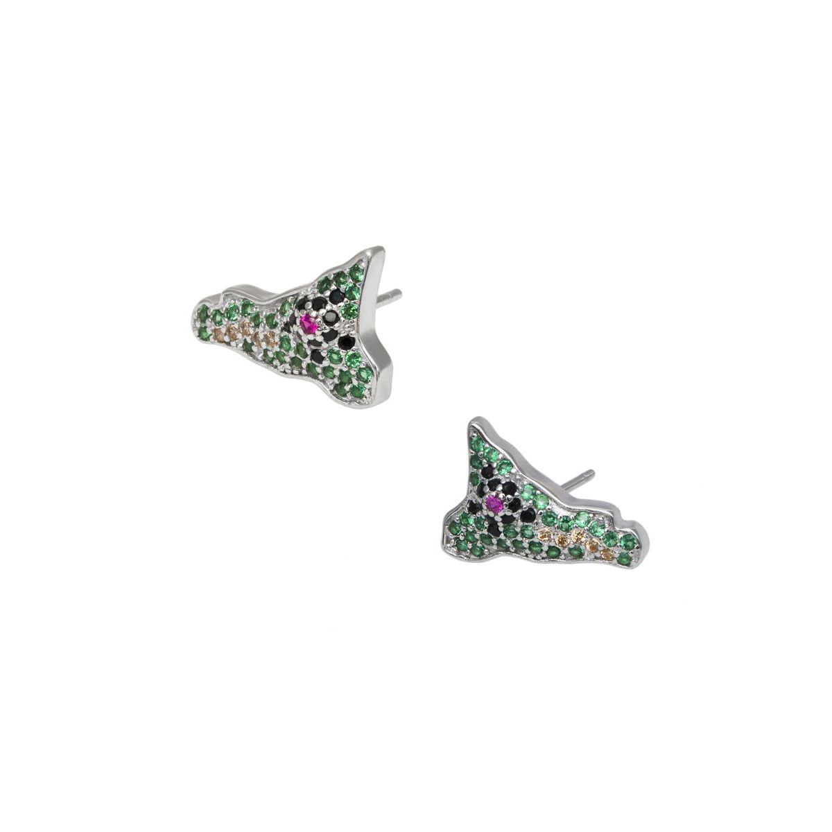 1. Sicily lobe earrings with zircons Silver gray BRASS Workshop mse512r