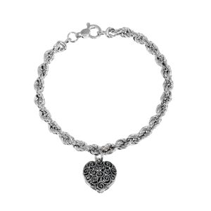 Bracciale corda cuore traforato grigio argento Suali Gioielli