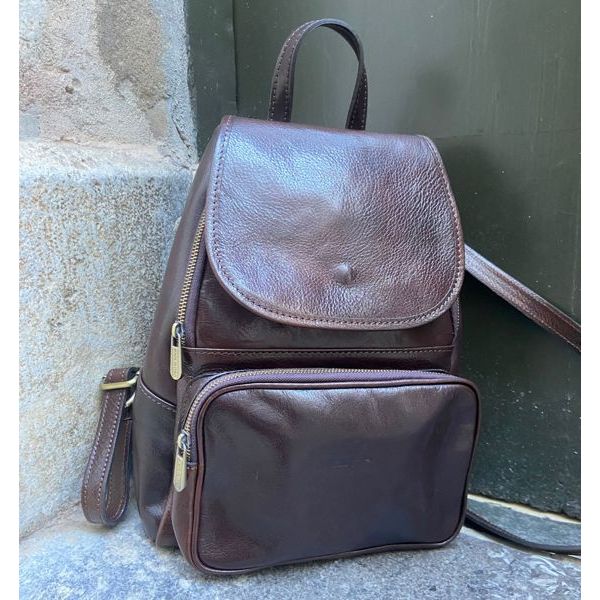 3. Backpack external pocket dark brown BRASS Workshop s6982