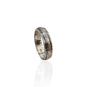 Floral spinner ring silver grey BRASS Workshop