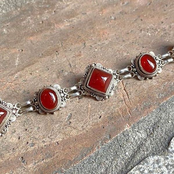 3. Carnelian stone bracelet brown BRASS Workshop 24br01
