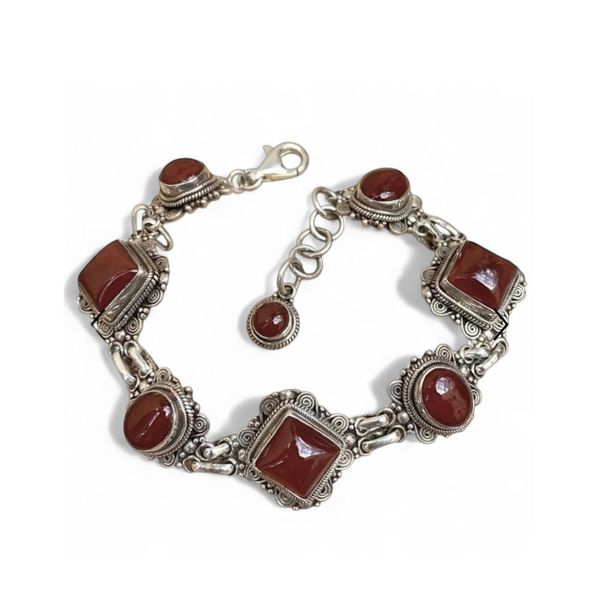 4. Carnelian stone bracelet brown BRASS Workshop 24br01
