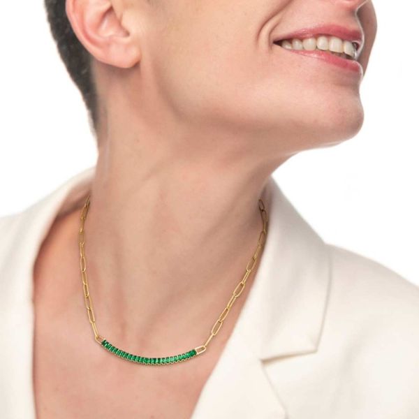 2. Central oval tennis link necklace gold Marlù Gioielli 33cn0014-v