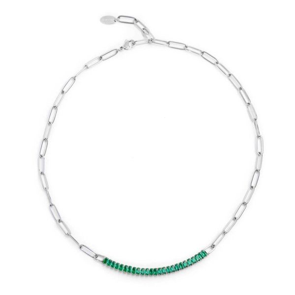 3. Central oval tennis link necklace steel grey Marlù Gioielli 33cn0014-v