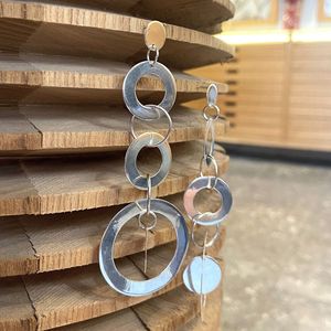 2. Dangling circle earrings silver grey BRASS Workshop 24or07