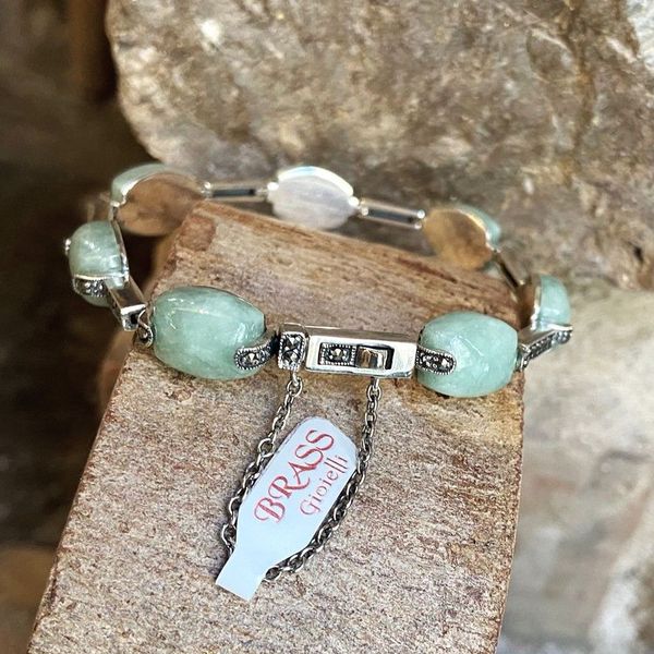 4. Jade and Marcassite bracelet teal BRASS Workshop 24br16