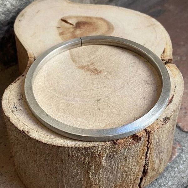 5. Rigid square tube bracelet silver grey BRASS Workshop 24br22