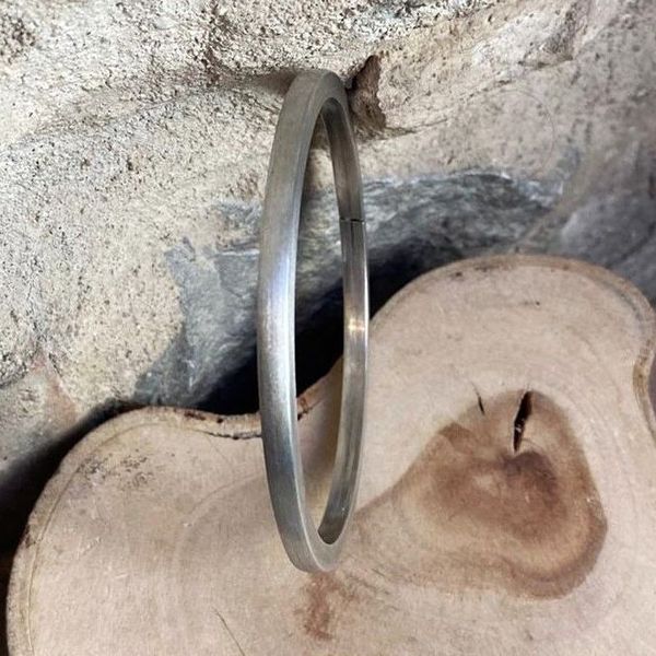 1. Rigid square tube bracelet silver grey BRASS Workshop 24br22