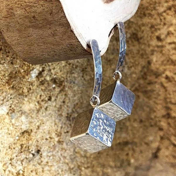 2. Hammered nut earrings silver grey BRASS Workshop 24or30