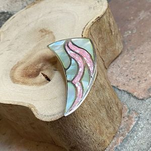 Mother of pearl mosaic pendant pink BRASS Workshop