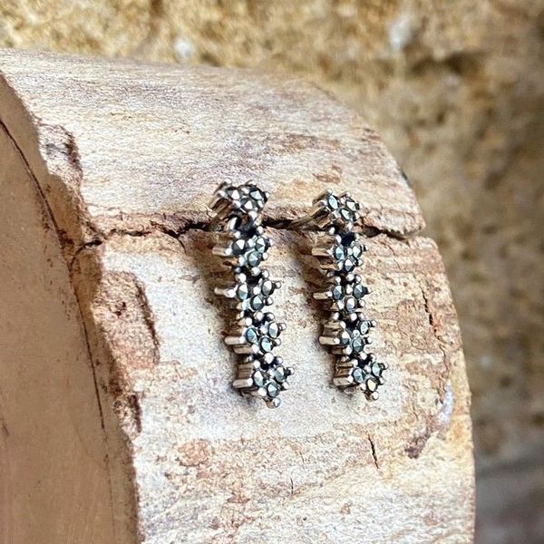 1. Marcassite earrings silver grey BRASS Workshop 24or39