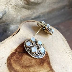 Shard button earrings silver grey BRASS Workshop