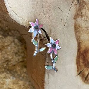 2. Mother of pearl flower earrings pink