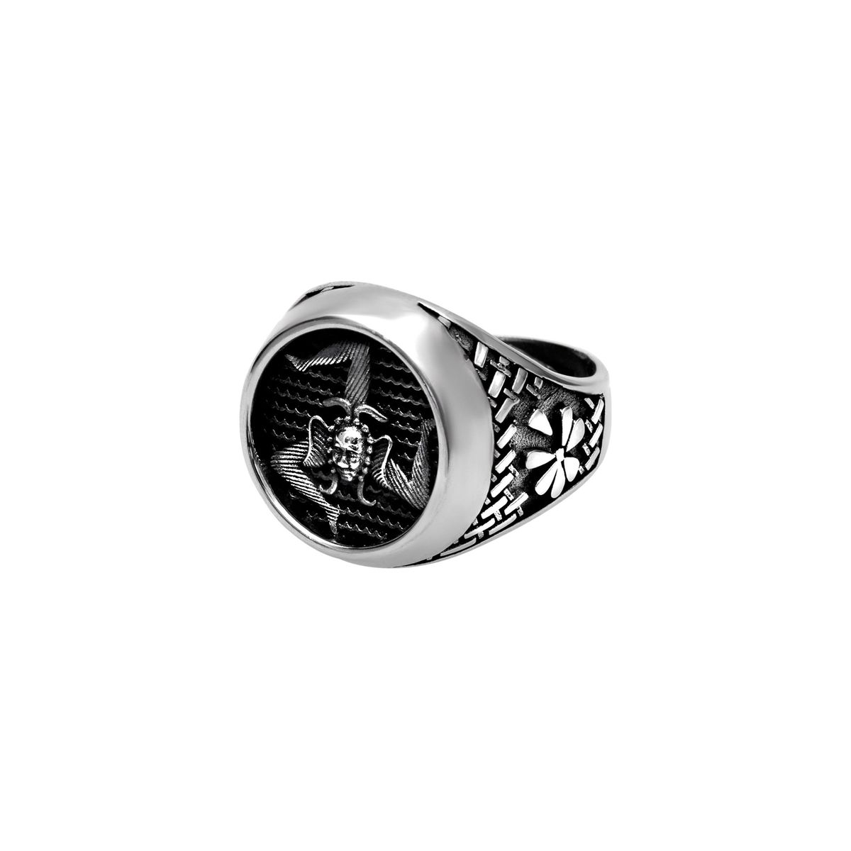 1. Trinacria, silver ring S silver gray BRASS Workshop msr03s