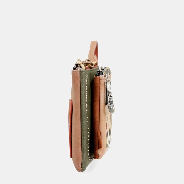 Portafoglio Da Uomo In Vera Pelle Beige Cognac, Chiusura A Leva, Piccolo E Compatto 9x7 Cm - 3