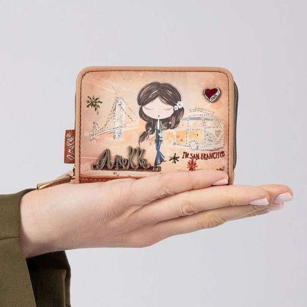 2. Mini portafogli RFID Anekke Peace&Love beige Anekke 38809-903