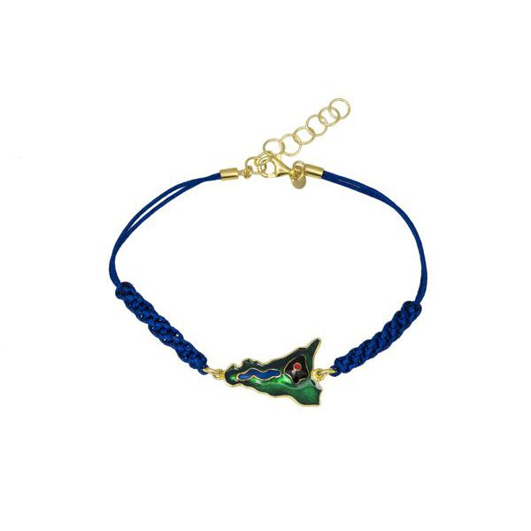 1. Bracciale filo con Sicilia smaltata Blu