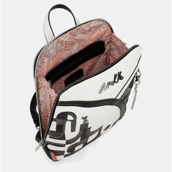 ANKEKE Zaino Psicodelic Peace & Love - Zaino Donna In PU Con Ricami, Tasche Multiple, Stile Hippie Anni '60 - 2