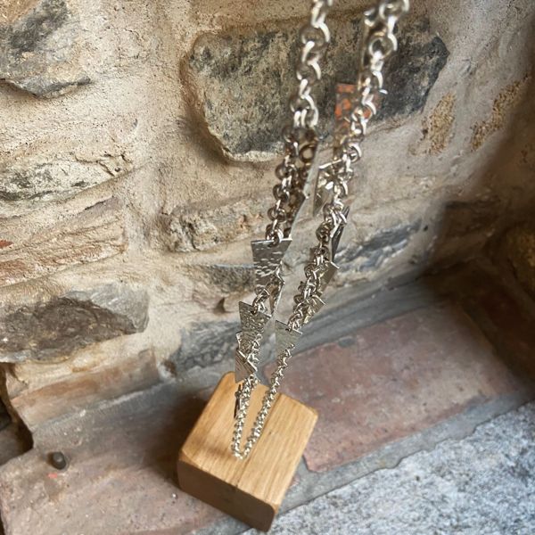 4. Chain choker necklace with pendants silver grey BRASS Workshop 24cl05