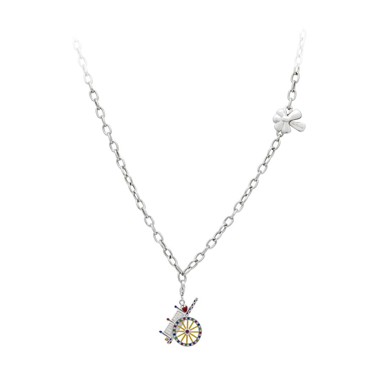 1. Oval chain necklace with “flower” clasp silver gray BRASS Workshop msn002r