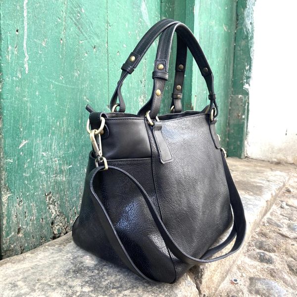 2. Handbag with strap black BRASS Workshop b796