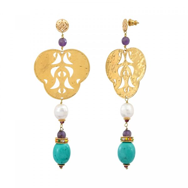 2. Orecchini Tribali Tiki Turchese Satellite Paris tik10tp