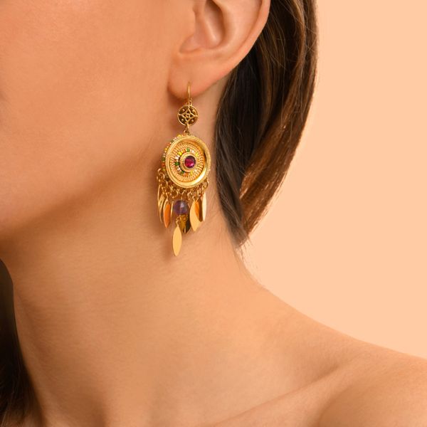 1. Tiki dangle earrings gold Satellite Paris tik07