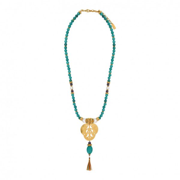 1. Collana perle turchesi tribale Turchese Satellite Paris tik41