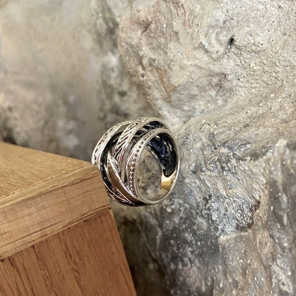 2. Anello fasce combinate grigio argento BRASS Workshop 24an53