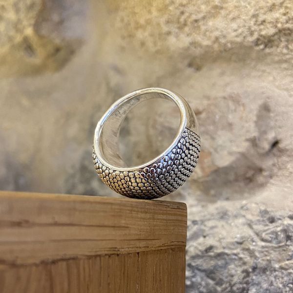 1. Anello bombato puntinato grigio argento BRASS Workshop 24an55