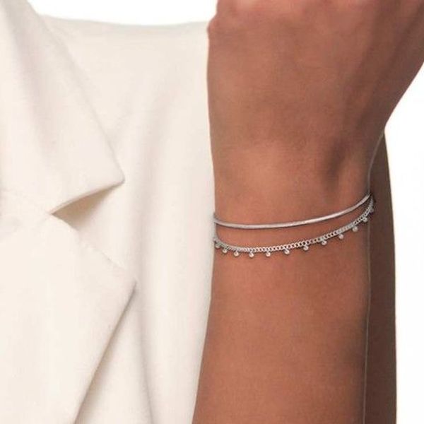 1. Double chain bracelet with spheres steel grey Marlù Gioielli 33br0042