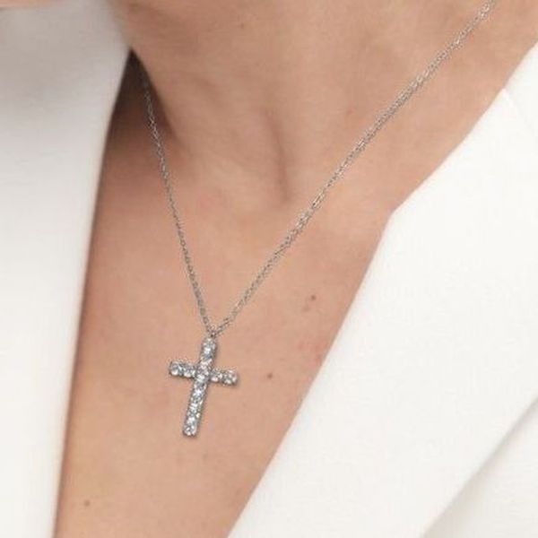 2. Cross necklace 2.6 cm steel grey Marlù Gioielli 31cn0006-w