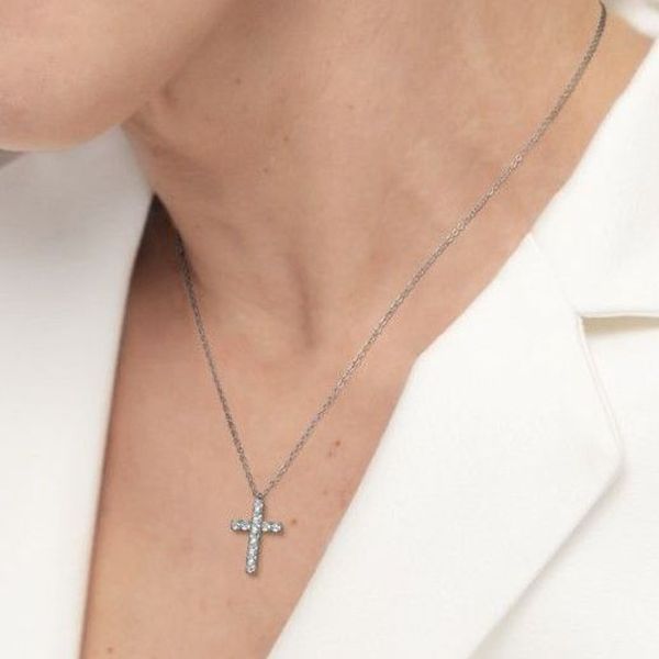2. Cross necklace 1.4 cm steel grey Marlù Gioielli 31cn0005-w