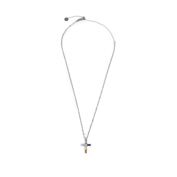 1. Collana croce cristalli baguette grigio acciaio Marlù Gioielli 31cn0007-rgb