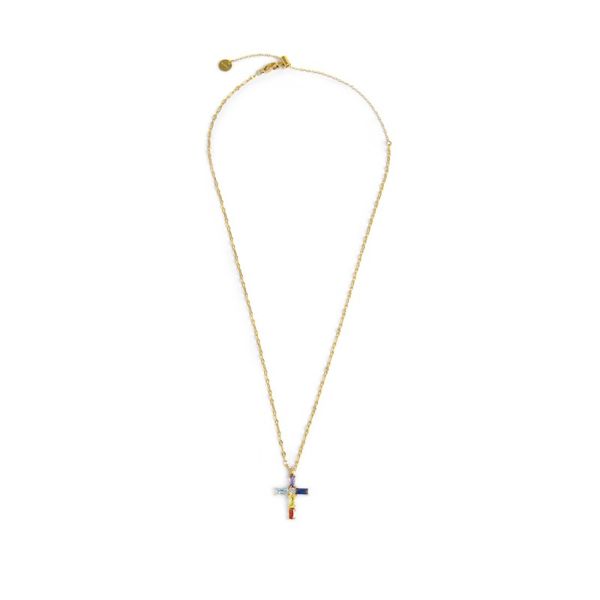 1. Baguette crystal cross necklace gold Marlù Gioielli 31cn0007-rgb
