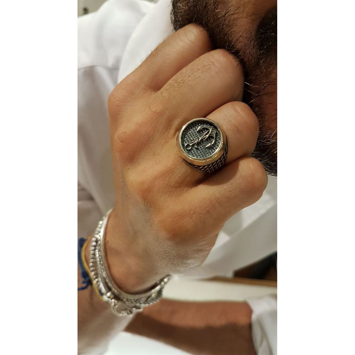 2. Anchor, silver ring L silver gray BRASS Workshop msr04l