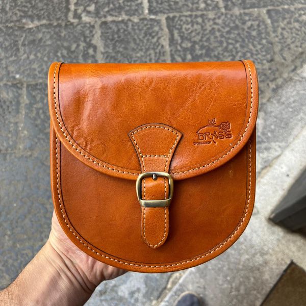 1. Mini shoulder bag brown BRASS Workshop ta-002-ov