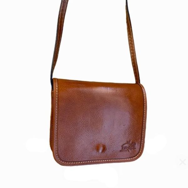1. Small shoulder bag with flap brown BRASS Workshop ta-001