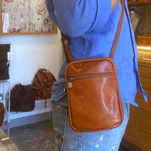 1. Small shoulder strap brown BRASS Workshop ta-030