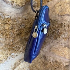 4. Small shoulder strap blue BRASS Workshop ta-030
