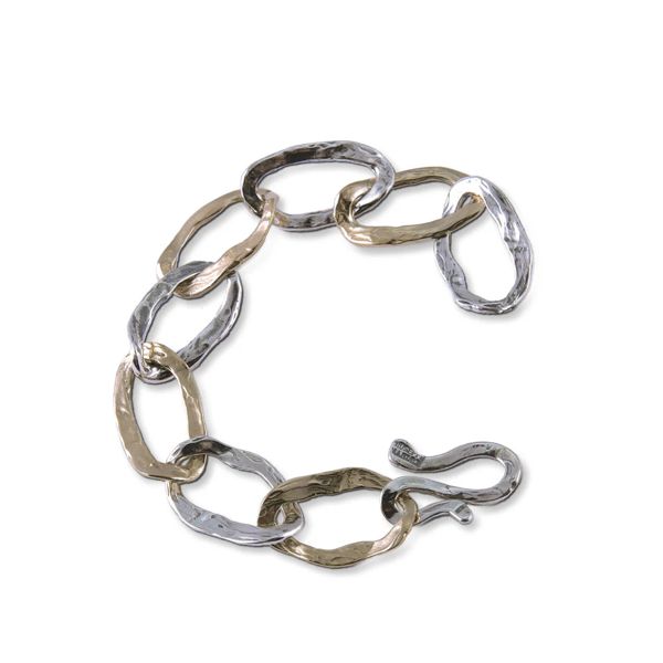 2. Bracciale catena maglie spatolate grigio argento Giuseppe Mandile ba109